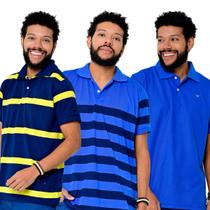 Kit 3 Camisas Gola Polo Masculina Variadas Camisaria Colombo
