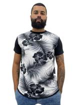 Kit 3 camisas masculina long line floral