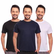 Kit 3 Camisas Masculina Manga Curta Dry Fit Proteção Uv