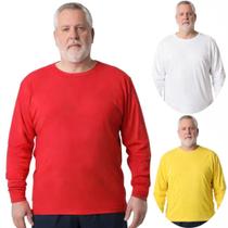 Kit 3 Camisas Masculina Manga Longa Plus Size Malha Fria Kit 3 Camisas Masculina Manga Longa Plus Size Malha Fria