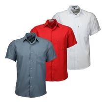 Kit 3 Camisas Masculina Não Amassa C Bolso Otimo Present 440