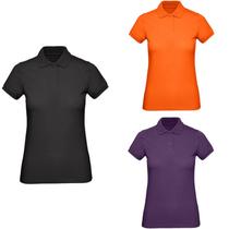 Kit 3 Camisas Polo Feminina Baby Look Piquet Poliéster