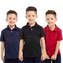 Kit 3 camisas polo infantil 4 ao tamanho 14 cores variados Kit 3 camisas polo infantil 4 ao tamanho 14 cores variados