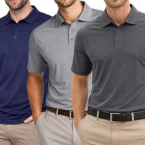 Kit 3 Camisas Polo Poliamida Masculina Básica Premium Cor:MulticoloridoTamanho:G