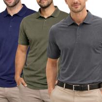 Kit 3 Camisas Polo Poliamida Masculina Básica Premium Cor:MulticoloridoTamanho:G