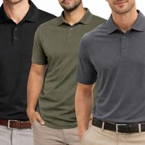 Kit 3 Camisas Polo Poliamida Masculina Básica Premium Cor:MulticoloridoTamanho:GG