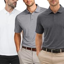 Kit 3 Camisas Polo Poliamida Masculina Básica Premium Cor:MulticoloridoTamanho:M