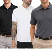 Kit 3 Camisas Polo Poliamida Masculina Básica Premium Cor:MulticoloridoTamanho:M