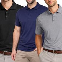 Kit 3 Camisas Polo Poliamida Masculina Básica Premium Cor:MulticoloridoTamanho:M