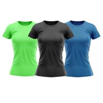 Kit 3 Camisas Proteção Solar Manga Curta Feminina Blusa Térmica