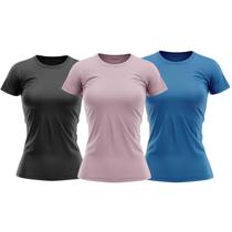 Kit 3 Camisas Proteção Solar Manga Curta Feminina Blusa Térmica