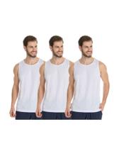 Kit 3 Camisas Regata Masculina 100% Poliéster Branca Camiseta Para Malhar