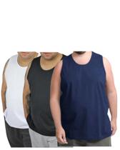 Kit 3 Camisas Regata Plus Masculina 100% Algodão Camiseta Xg