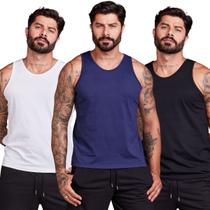 Kit 3 Camisas Regatas 100% Algodão Masculina