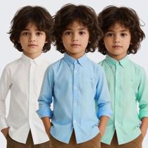 Kit 3 Camisas Social Menino Infantil Manga Longa Kit 3 Camisas Social Menino Infantil Manga Longa