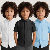 Kit 3 Camisas Social Menino Manga Curta Infantil Kit 3 Camisas Social Menino Manga Curta Infantil