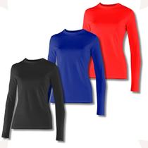 Kit 3 Camisas Térmicas Feminina Segunda Pele Proteção Solar Uv Tecido Ice Gelado Blusa Manga Longa