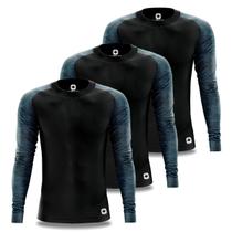 Kit 3 Camisas Térmicas Masculina Compressão Proteção Solar UV Segunda Pele