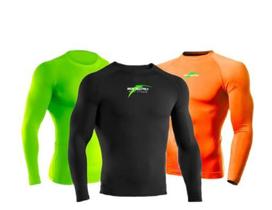 Kit 3 Camisas Térmicas Masculinas Second Skin Compressão Fitness Treino Academia Proteção UV 50