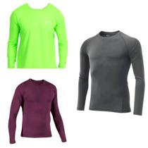 Kit 3 Camisas Uv +50 Manga Longa Slim - Proteção Solar - Segunda Pele Unissex - Térmica