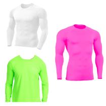 Kit 3 Camisas Uv +50 Manga Longa Slim - Proteção Solar - Segunda Pele Unissex - Térmica