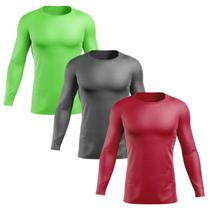 Kit 3 Camisas UV Masculinas com Proteção UV 50+ Manga Longa