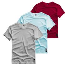 Kit 3 Camiseta Algodão Lisa Unissex Camisa Reforçada Malha Premium Básica