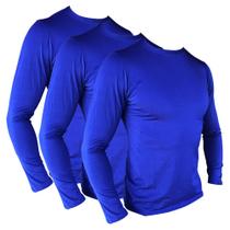 Kit 3 Camiseta Azul Segunda Pele Térmica Motoqueiro Motociclista Ciclista Treino Natação Corrida - Epm Sports