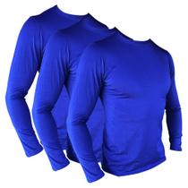Kit 3 Camiseta Azul Segunda Pele Térmica Motoqueiro Motociclista Ciclista Treino Natação Corrida