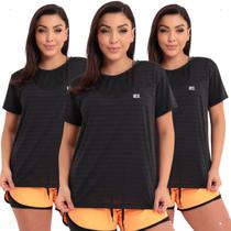 Kit 3 Camiseta Baby Look Dry Fit Fitness Feminina Academia