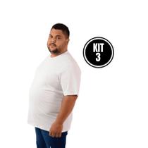 Kit 3 Camiseta Básica Masculina Extra Plus Size Gola Redonda Tradicional algodão Lisa Bem Grande