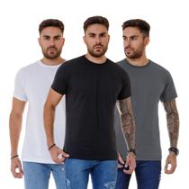 KIT 3 Camiseta Básica Masculina Lisa KIT 3 Camiseta Básica Masculina Lisa