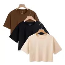 Kit 3 Camiseta Blusa Feminina Cropped Soltinha Estilosa