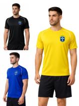 Kit 3 Camiseta Brasil Dry Fit Masculina Esportiva Alta Performance e Estilo