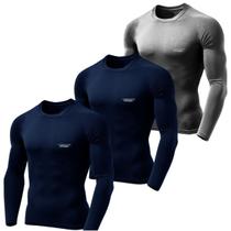 Kit 3 Camiseta Camisa Térmica Segunda Pele Manga Longa Proteção Solar UV 50+ Termica Masculina - VS Camisa UV