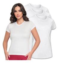 Kit 3 Camiseta Dry Fit Feminina Gola Redonda Manga Curta Anti Suor Uv Academia Treino