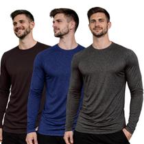 Kit 3 Camiseta Dry Fit Manga Longa Masculina Treino Academia Fitness - UHN Store