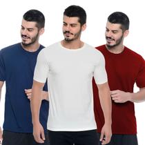 Kit 3 Camiseta DryFit 100%Poliester Masculina Academia Modelagem SlimFit Vinho/ Branca e Marinho Kit 3 Camiseta DryFit 100%Poliester Masculina Academia Modelagem SlimFit Vinho/ Branca e Marinho