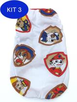 Kit 3 Camiseta Estampa Patrulha Canina branca Tamanho M