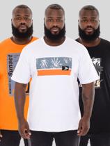 Kit 3 Camiseta Estampada Plus Size Masculina G1,G2,e G3 Cores Verão 2025