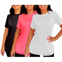 KIT 3 Camiseta Feminina Academia Longline Veste Legging Cobre Bumbum Fitness Proteção UV