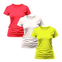 Kit 3 Camiseta Feminina BabyLook Dry Fit Esportivo Para Treino Academia Corrida Esportes Básica