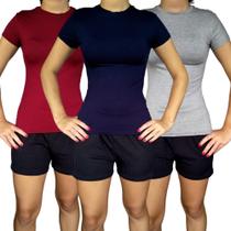 Kit 3 Camiseta Femininas Baby Look Gola Careca Lisas Cores Sortidas Viscolycra Pp ao Plus Size Kit 3 Camiseta Femininas Baby Look Gola Careca Lisas Cores Sortidas Viscolycra Pp ao Plus Size