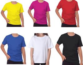 Kit 3 Camiseta Infantil 100% Algodão Camisa Lisa Branca Preta Roxa