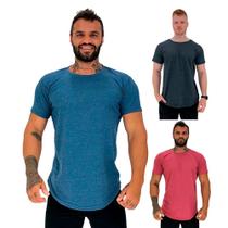 Kit 3 Camiseta Longline MXD Conceito Slim Cores Básicas e Mescladas Lisas