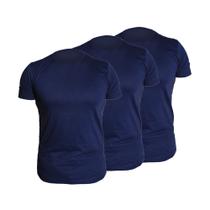 Kit 3 Camiseta Manga Curta Azul Marinho Algodão 100% Básica Lisa Camisa shirt