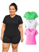 Kit 3 Camiseta Manga Curta Dryfit Fitness Academia Plus Size Cores Sortidas Kit 3 Camiseta Manga Curta Dryfit Fitness Academia Plus Size Cores Sortidas