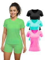 Kit 3 Camiseta Manga Curta Fitness Academia Cores Sortidas Kit 3 Camiseta Manga Curta Fitness Academia Cores Sortidas