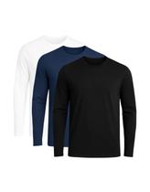 Kit 3 Camiseta Manga Longa Dry Fit Academia Masculina Corrida Esporte Fresca Sem Odor Blusa Nas Cores Preta Branca e Azul Marinho
