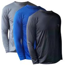 Kit 3 Camiseta Manga Longa Dry Fit Masculina Proteção Solar UV+50 Segunda Pele Kit 3 Camiseta Manga Longa Dry Fit Masculina Proteção Solar UV+50 Segunda Pele